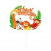 Cake topper Happy birthday dieren goud klein 